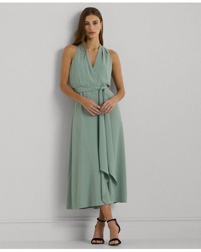 Lauren by Ralph Lauren Belted Halter Dress - Green