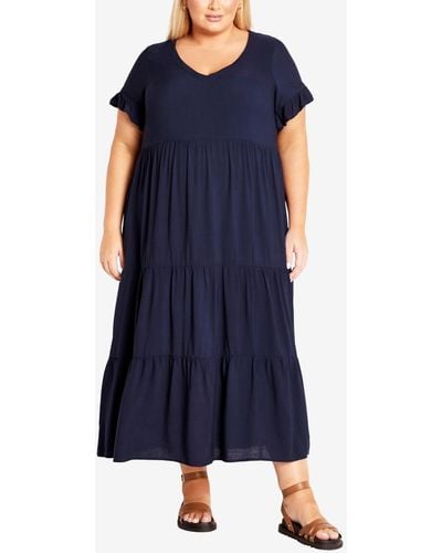 Avenue Plus Size Cassandra Maxi Dress - Blue
