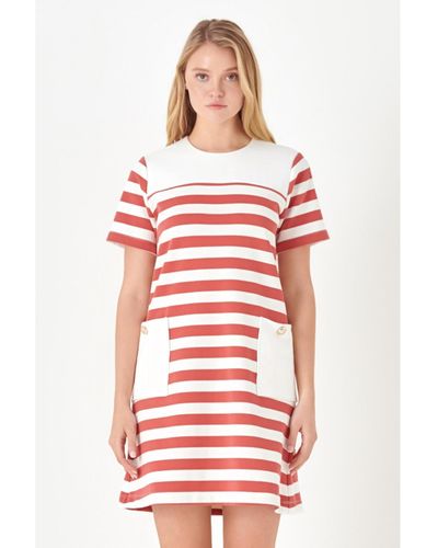 English Factory Striped Dress - Red