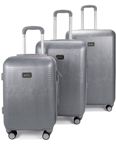 Badgley Mischka Snakeskin Expandable luggage Set - Gray