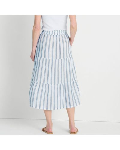 Lands' End High Rise Tiered Gauze Midi Skirt - Blue