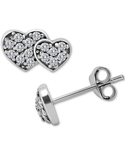 Giani Bernini Cubic Zirconia Double Heart Stud Earrings - Metallic