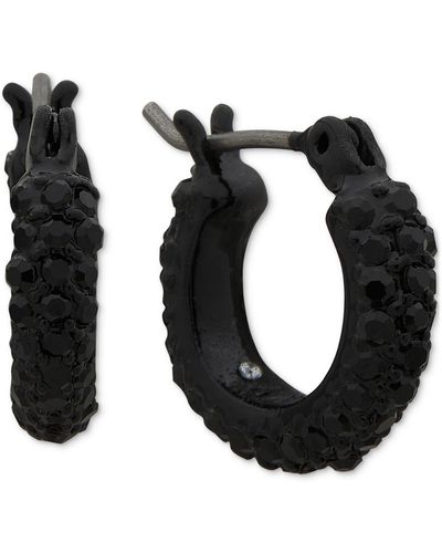 DKNY Extra-small Pave Crystal Hoop Earrings - Black