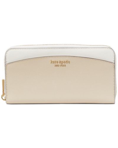 Kate Spade Morgan Colorblocked Saffiano Leather Zip Around Continental Wallet - Natural