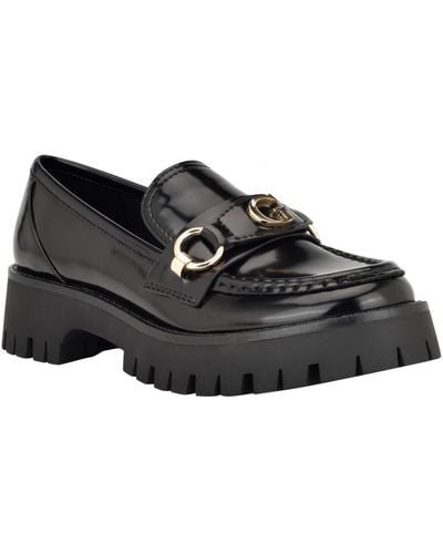 Guess Almost Slip-on Lug Sole Round Toe Bit Loafer - Black