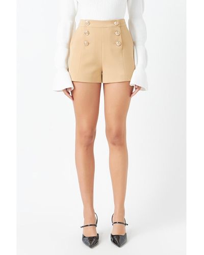 Endless Rose Gold Color Button Detail Shorts - White