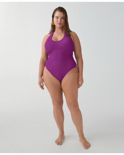 Mango Halter Neck Swimsuit - Purple