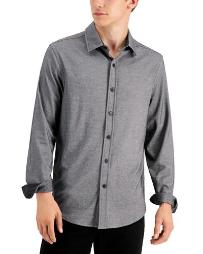 Alfani Regular-fit Supima Cotton Birdseye Shirt - Gray
