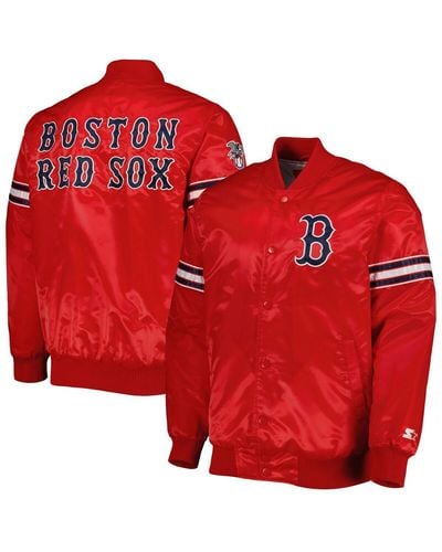 Starter Boston Sox Pick And Roll Satin Varsity Full-snap Jacket - Red