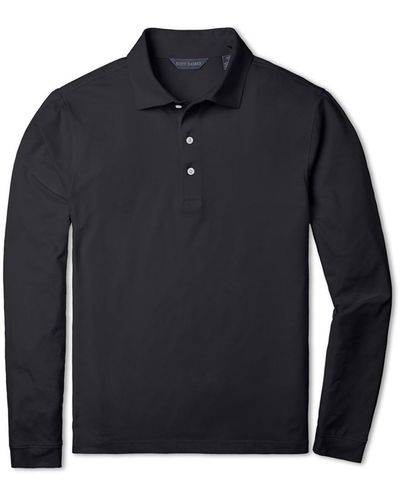 Scott Barber Tech Jersey Long Sleeve Polo Shirt - Blue
