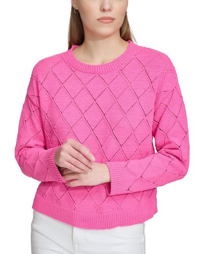 DKNY Diamond-shaped Pointelle Sweater - Pink