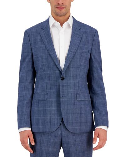 HUGO By Boss Modern-fit Plaid Wool Blend Suit Jacket - Blue
