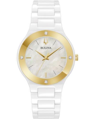 Bulova Millennia Diamond Accent Ceramic Bracelet Watch 35mm - White