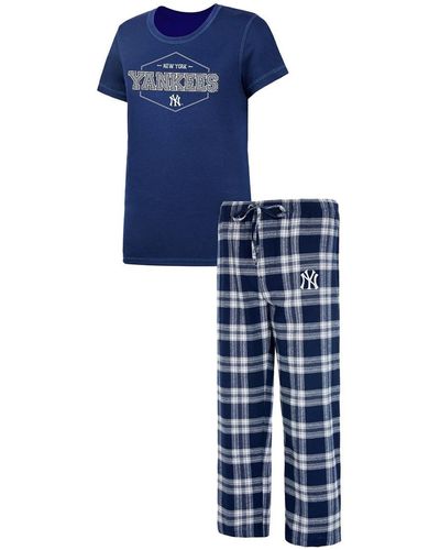 Concepts Sport Navy And Gray New York Yankees Plus Size Badge Sleep Set - Blue