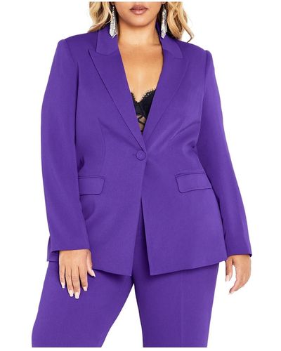 City Chic Plus Size Lottie Blazer - Purple