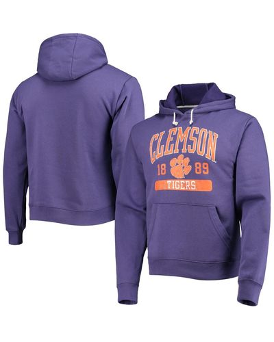 League Collegiate Wear Clemson Tigers Volume Up Essential Fleece Pullover Hoodie - Blue