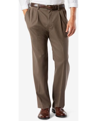 Dockers Big & Tall Easy Classic Pleated Fit Khaki Stretch Pants - Brown