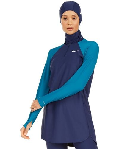 Nike Colorblocked Long-sleeve Swim Tunic - Blue