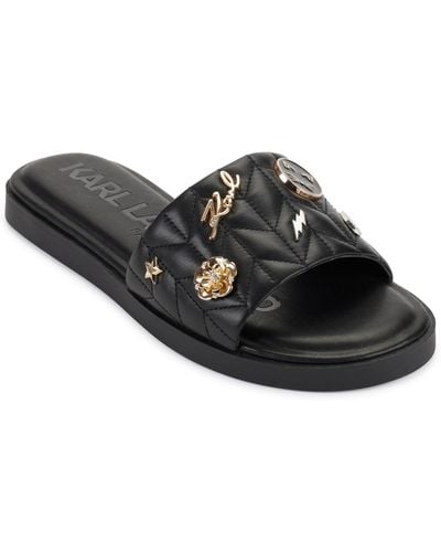 Karl Lagerfeld Carenza Flat Slide Sandals - Black