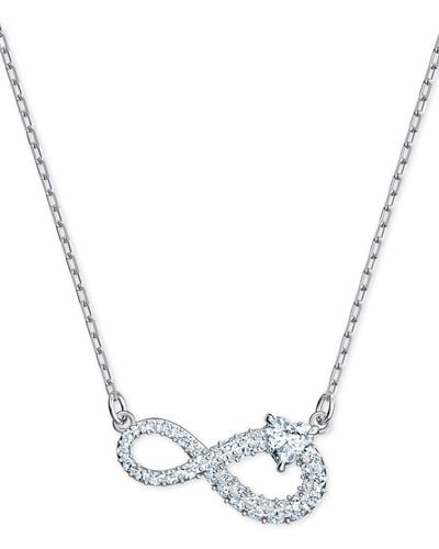 Swarovski Silver-tone Infinity Symbol Pendant Necklace - Metallic