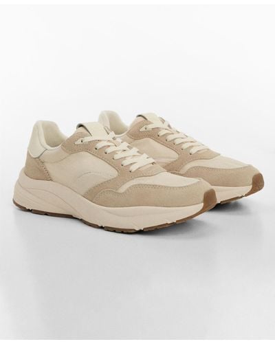 Mango Leather Panel Sneakers - White