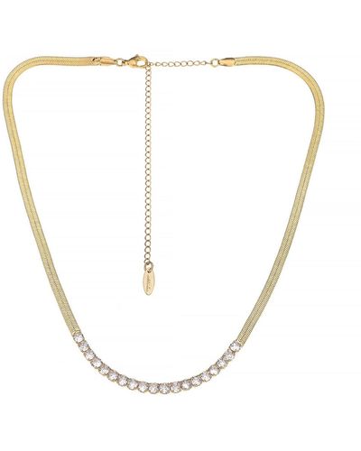 Ettika Cubic Zirconia Line Up 18k Plated Snake Chain Necklace - White
