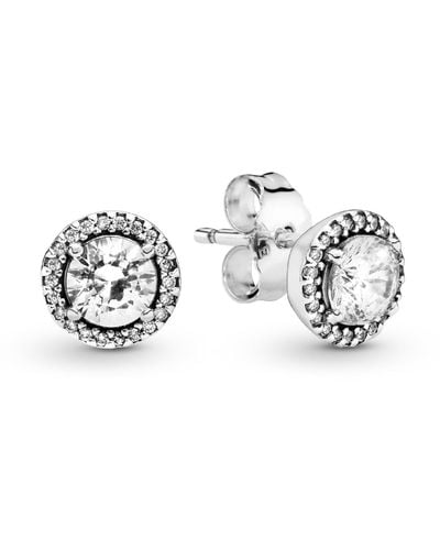 PANDORA Round Sparkle Stud Earrings - Metallic