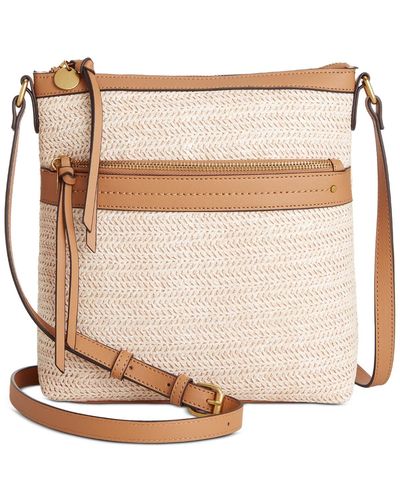 Style & Co. Straw North South Crossbody Bag - Natural