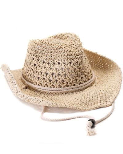 Vince Camuto Crochet Straw Cowboy Hat - Metallic