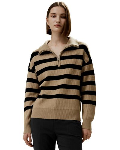 LILYSILK Collared Quarter-zip Wool Sweater - Black