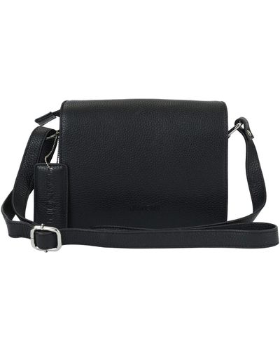 Mancini Pebble Leather Connie Crossbody Handbag - Black