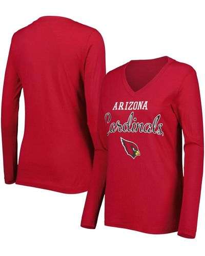 G-III 4Her by Carl Banks Arizona S Post Season Long Sleeve V-neck T-shirt - Red