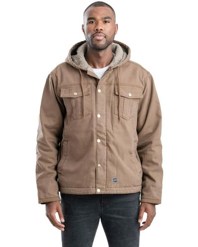 Bernè Big & Tall Vintage Washed Sherpa-lined Hooded Jacket - Natural
