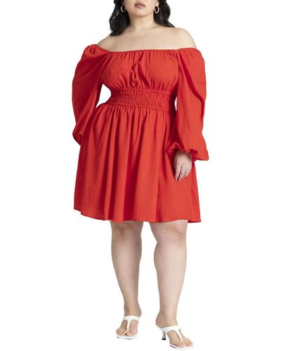 Eloquii Plus Size Mini Fit And Flare Dress - Red