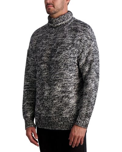 Karl Lagerfeld | Men's Oversized Marl Slub Sweater | Black/white | Size Xs - Gray