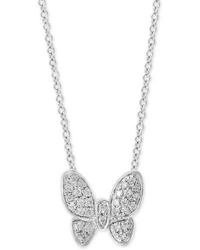 Effy Effy Diamond Pave Butterfly 18" Pendant Necklace (1/10 Ct. T.w. - White
