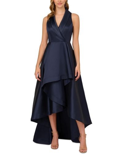 Adrianna Papell Mikado High-low Tuxedo Gown - Blue
