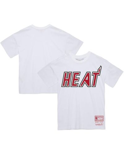 Mitchell & Ness And Miami Heat Hardwood Classics Throwback Logo T-shirt - White