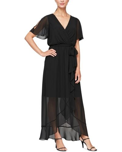 Sl Fashions Ruffled Wrap Dress - Black