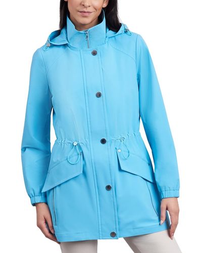 London Fog Water-resistant Hooded Anorak Coat - Blue