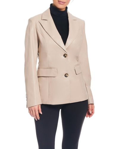 Sanctuary Faux Leather Single-breasted Blazer Jacket - Natural