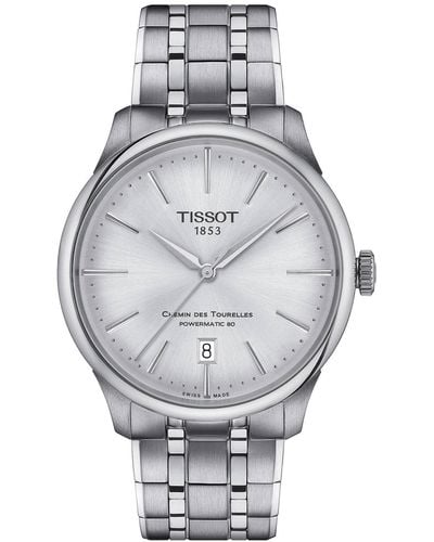 Tissot Swiss Automatic Chemin Des Tourelles Powermatic 80 Stainless Steel Bracelet Watch 39mm - Gray