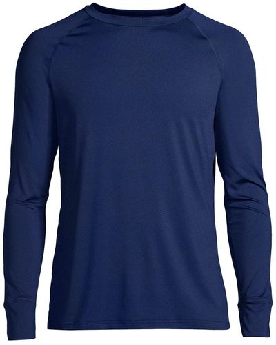 Lands' End Stretch Thermaskin Long Underwear Crew Base Layer - Blue