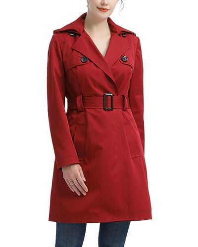 Kimi + Kai Angie Water Resistant Hooded Trench Coat - Red
