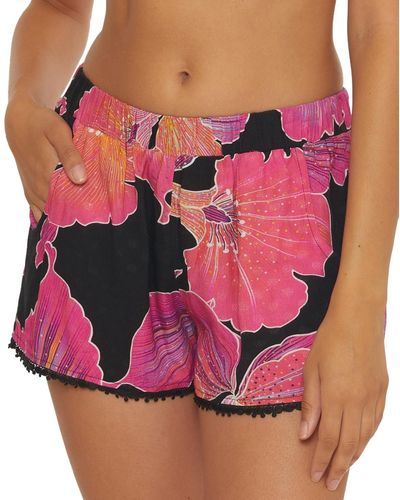 Trina Turk Fleury Pull-on Cover-up Shorts - Pink