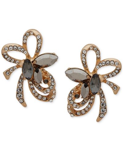Lonna & Lilly Gold-tone Diamond Pave Bow Stud Earrings - Metallic