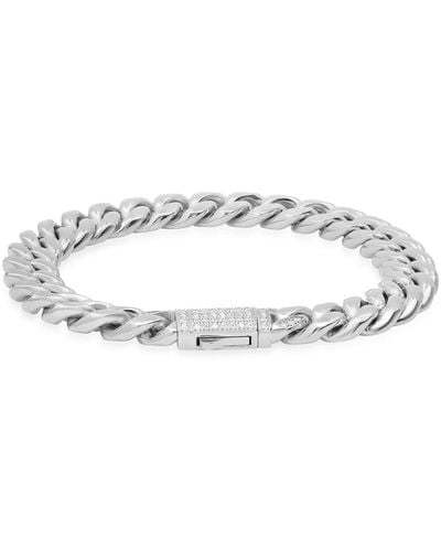 Steeltime Stainless Steel Thick Cuban Link Chain Bracelet - Metallic