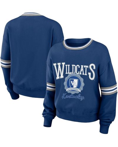 WEAR by Erin Andrews Distressed Kentucky Wildcats Vintage-like Pullover Sweatshirt - Blue