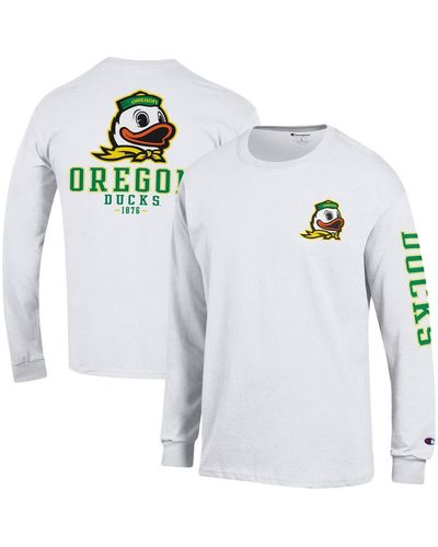 Champion Oregon Ducks Team Stack Long Sleeve T-shirt - White