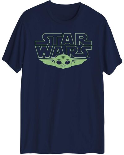 Hybrid Star Wars The Child Yoda Head Graphic T-shirt - Blue